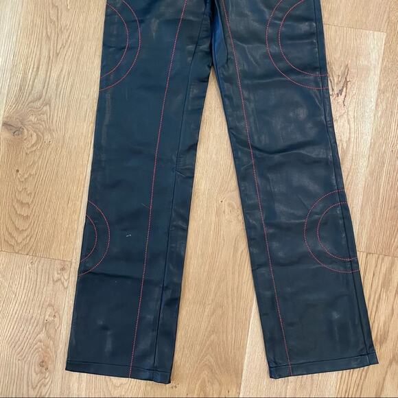 Dolls Kill - The Kript Kalki Vegan Leather Pants with Circular Top Stitching - Picture 4 of 11